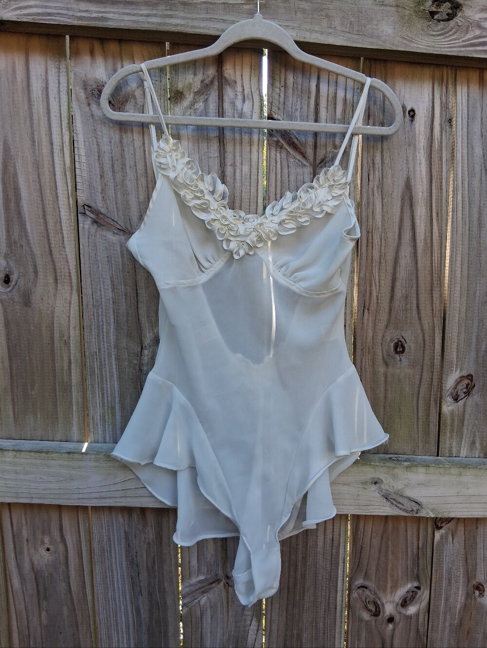 Floral Trim Cream Women’s Camisole Bodysuit